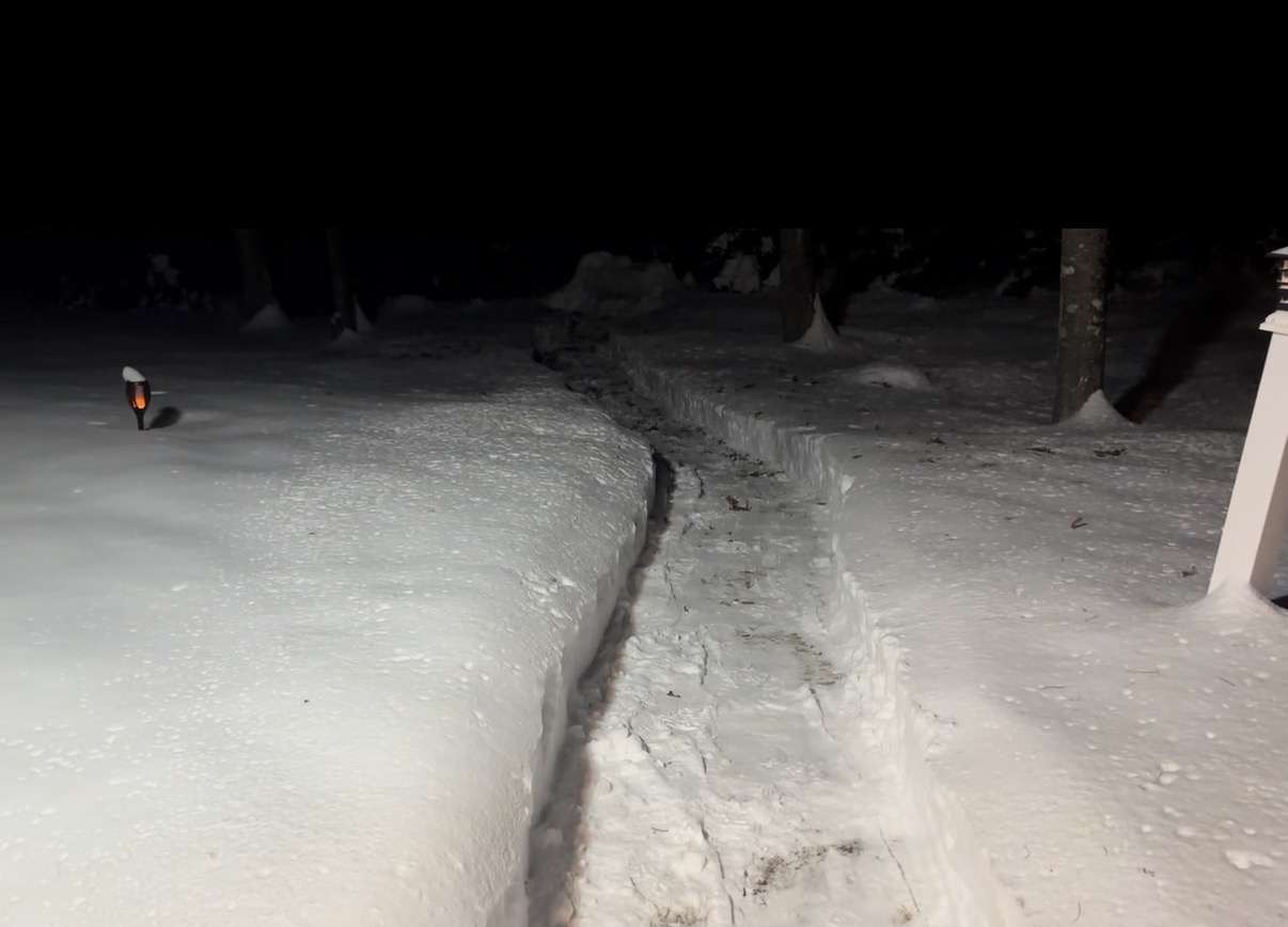 Path to propane tank cleared at night